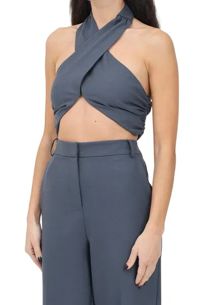 Patrizia Pepe Virgin Wool Blend Top - Grey In Gray