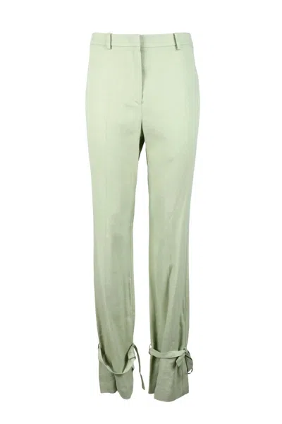 Patrizia Pepe Viscose Linen Stretch Trousers - Green