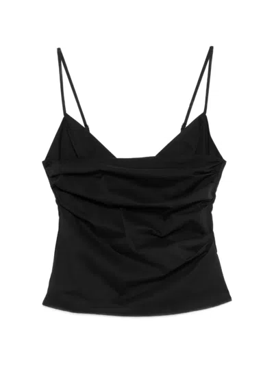 Patrizia Pepe V-neck Draped Top In Black