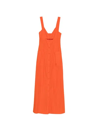 Patrizia Pepe V-neck Maxi Dress In Orange