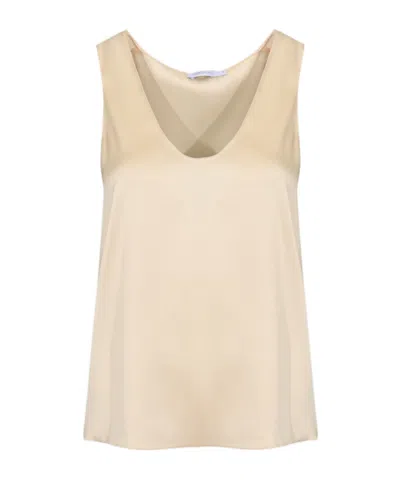 Patrizia Pepe V-neck Sleeveless Top In Brown