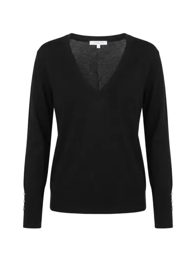 Patrizia Pepe V-neck Wool Sweater In Black