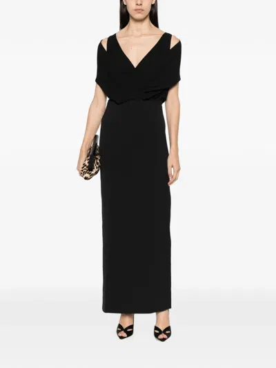 Patrizia Pepe V-neck Zip-fastening Maxi Dress In Black