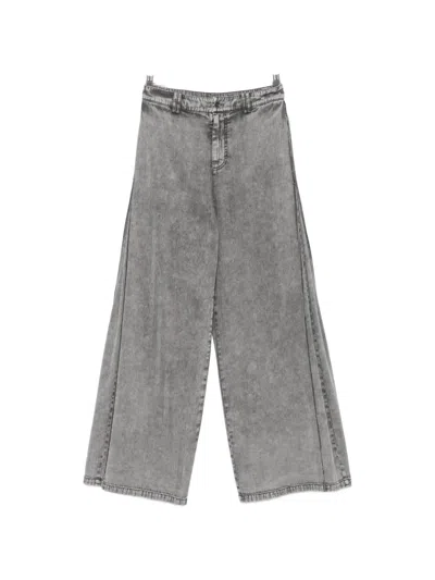 Patrizia Pepe Washed Pleated Trousers In Gray