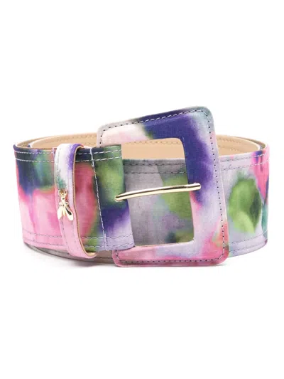 Patrizia Pepe Watercolour-print Buckled Belt In Pink