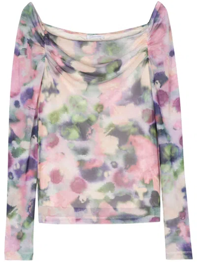 Patrizia Pepe Watercolour-print T-shirt In Pink