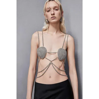 Patrizia Pepe White Copper Bra In Metallic