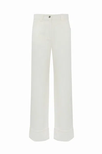 Patrizia Pepe White Denim Trousers In Bianco