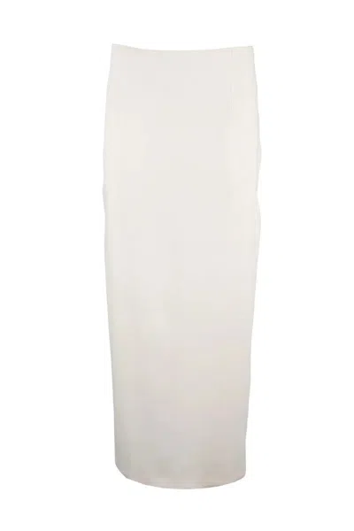 Patrizia Pepe White Pencil Midi Skirt In Gold