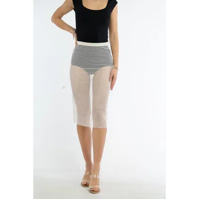 Patrizia Pepe White Polyester Midi Skirt In Gray