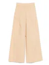 Patrizia Pepe High-waisted Wide-leg Pants With Flattering Drapery In Neutral