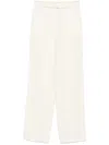 Patrizia Pepe Wide-leg High-waist Pants With Drawstring Closure In White