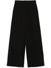 Patrizia Pepe Wide-leg High-waist Trousers With Pleated Front In Black