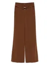 Patrizia Pepe Wide-leg Trousers With Front Belt Detail In Burgundy