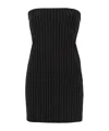 Patrizia Pepe Black Wide-neck Pinstriped Minidress In Black