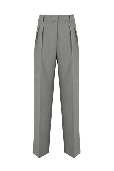 Patrizia Pepe Pantalone Con Pieghe In Viscosa Essential In Grey