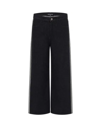 Patrizia Pepe Wide-leg Denim Pants In Black