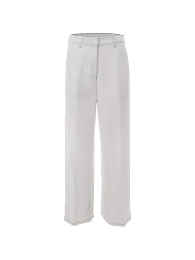 Patrizia Pepe Wide Leg Tencel Jeans With Super Bleach Finish In White