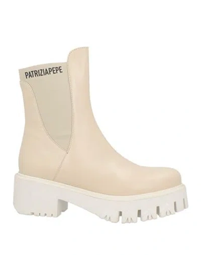 Patrizia Pepe Woman Ankle Boots Beige Size 10 Soft Leather