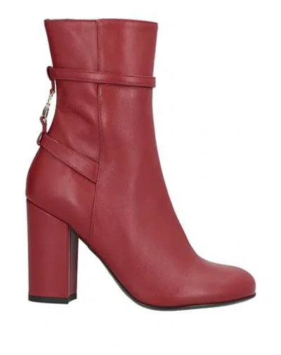Patrizia Pepe Woman Ankle Boots Brick Size 8 Leather In Red