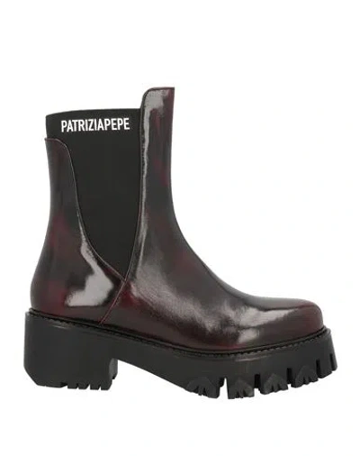 Patrizia Pepe Woman Ankle Boots Burgundy Size 6 Leather