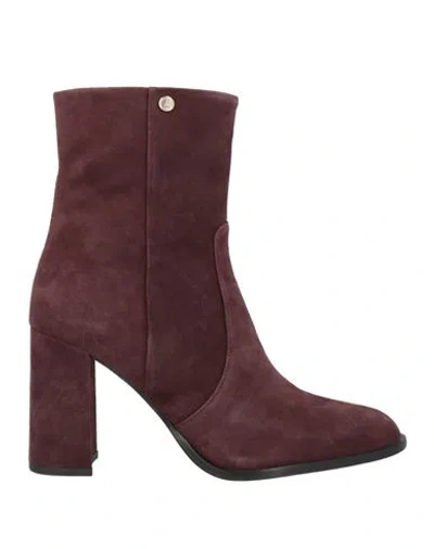 Patrizia Pepe Woman Ankle Boots Burgundy Size 8 Leather In Red