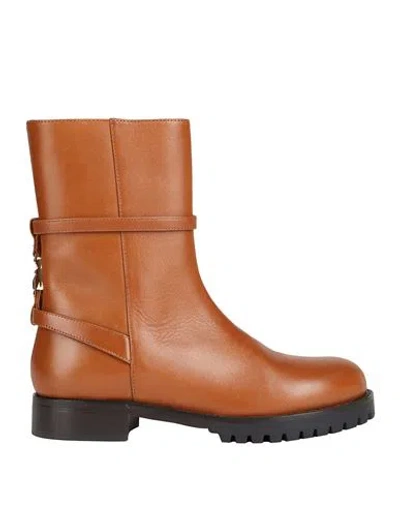 Patrizia Pepe Woman Ankle Boots Tan Size 8 Leather In Brown
