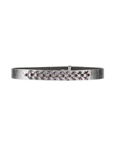 Patrizia Pepe Woman Belt Silver Size M Leather In Gray