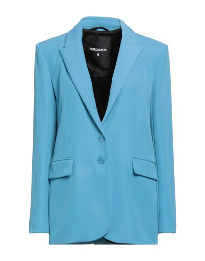 Patrizia Pepe Woman Blazer Azure Size 8 Polyester, Elastane In Blue