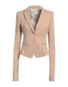 Patrizia Pepe Woman Blazer Beige Size 6 Cotton, Polyamide, Elastane In Brown