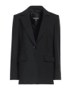 PATRIZIA PEPE PATRIZIA PEPE WOMAN BLAZER BLACK SIZE 8 POLYESTER, VIRGIN WOOL, ELASTANE