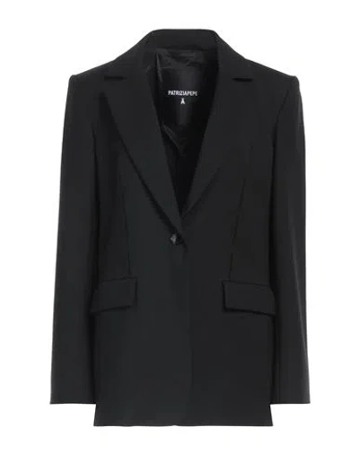 Patrizia Pepe Woman Blazer Black Size 8 Polyester, Virgin Wool, Elastane In Black