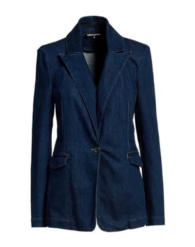 Patrizia Pepe Woman Blazer Blue Size 8 Cotton, Polyester, Polyamide, Elastane