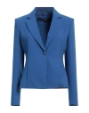 Patrizia Pepe Woman Blazer Blue Size 10 Polyester, Elastane In Blue