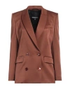 PATRIZIA PEPE PATRIZIA PEPE WOMAN BLAZER BROWN SIZE 10 VISCOSE, ELASTANE