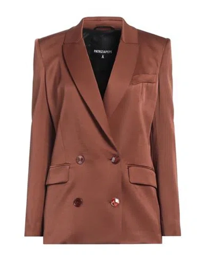 Patrizia Pepe Woman Blazer Brown Size 10 Viscose, Elastane In Dark