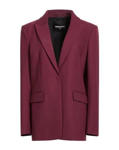 Patrizia Pepe Woman Blazer Burgundy Size 10 Polyester, Virgin Wool, Elastane