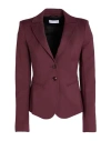 Patrizia Pepe Woman Blazer Burgundy Size 2 Cotton, Polyamide, Elastane