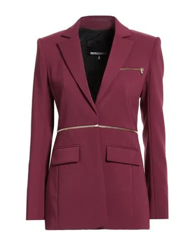 Patrizia Pepe Woman Blazer Burgundy Size 4 Polyester, Elastane