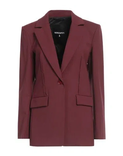 Patrizia Pepe Woman Blazer Burgundy Size 6 Polyester, Virgin Wool, Elastane
