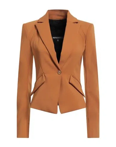 Patrizia Pepe Woman Blazer Camel Size 4 Polyester, Elastane In Beige