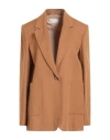Patrizia Pepe Woman Blazer Camel Size 8 Linen, Viscose In Beige