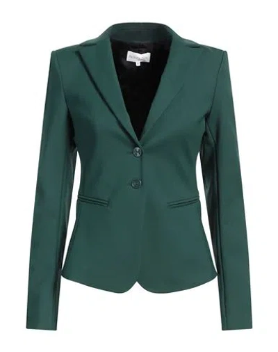 Patrizia Pepe Woman Blazer Dark Green Size 8 Cotton, Polyamide, Elastane