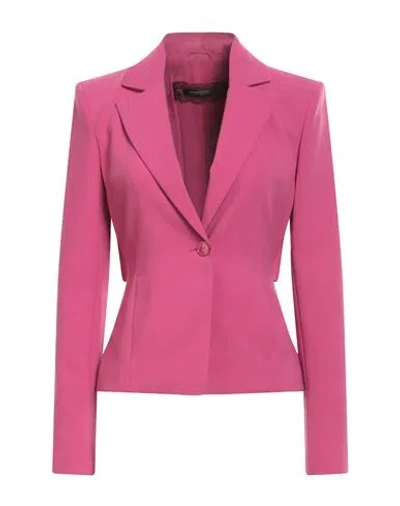 Patrizia Pepe Woman Blazer Fuchsia Size 6 Cotton, Polyamide, Elastane In Pink