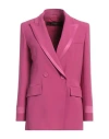 Patrizia Pepe Tonal-trim Double-breasted Blazer In Pink