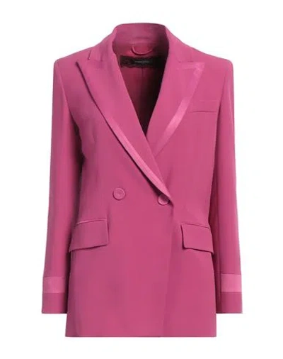 Patrizia Pepe Woman Blazer Fuchsia Size 10 Viscose, Linen In Pink