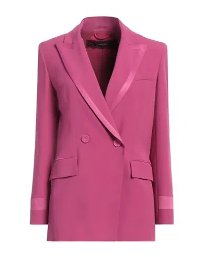 PATRIZIA PEPE PATRIZIA PEPE WOMAN BLAZER FUCHSIA SIZE 10 VISCOSE, LINEN
