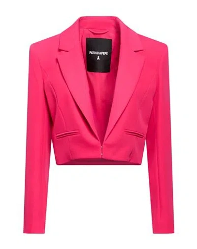 Patrizia Pepe Woman Blazer Fuchsia Size 2 Polyester, Elastane In Pink