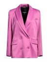 Patrizia Pepe Satin-finish Double-breasted Blazer In Pink