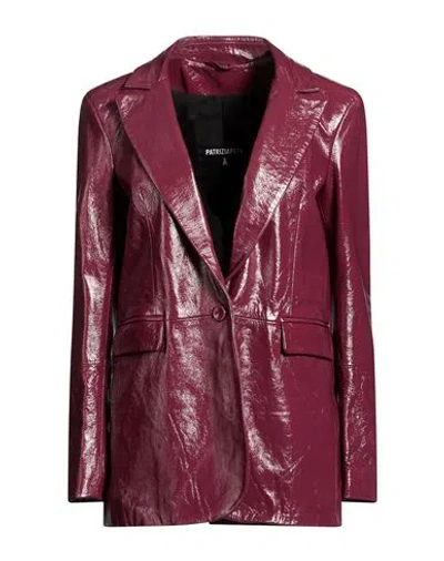 Patrizia Pepe Woman Blazer Garnet Size 4 Lambskin In Burgundy